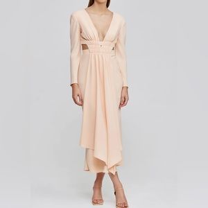 ACLER Raven Peach Cutout Midi Dress Long Sleeve